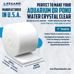 Aquarium Bonded Filter Floss Roll, 72in x 12in Cut-to-Size Pre-Filter Pad Aquatic Media for Fish Tanks, All Seasons Use, Captures Very Large Particles