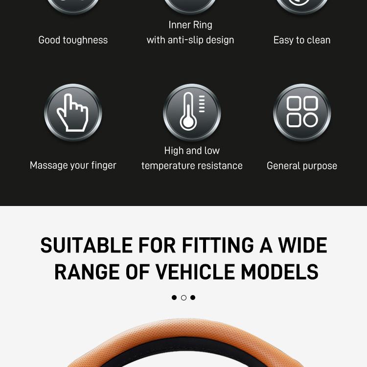 SUPEREVER Napa Leather Car Steering Wheel Cover - 15 Inch, 4-Season Universal Fit, Enhanced Grip, Elevated Style, Non-Bulky & Modern Design, Anti-Slip, Sweat-Absorbent, Comfortable & Premium Quality