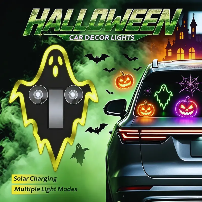 JOYTUTUS Halloween Solar-Powered LED Multi-Shape Neon Light - Eco-Friendly Wireless Auto Interior Halloween Decor with Modern Stylish Design, Car Decorating, Led Lights, Cool Car Stuff, Girl Auto Accessories