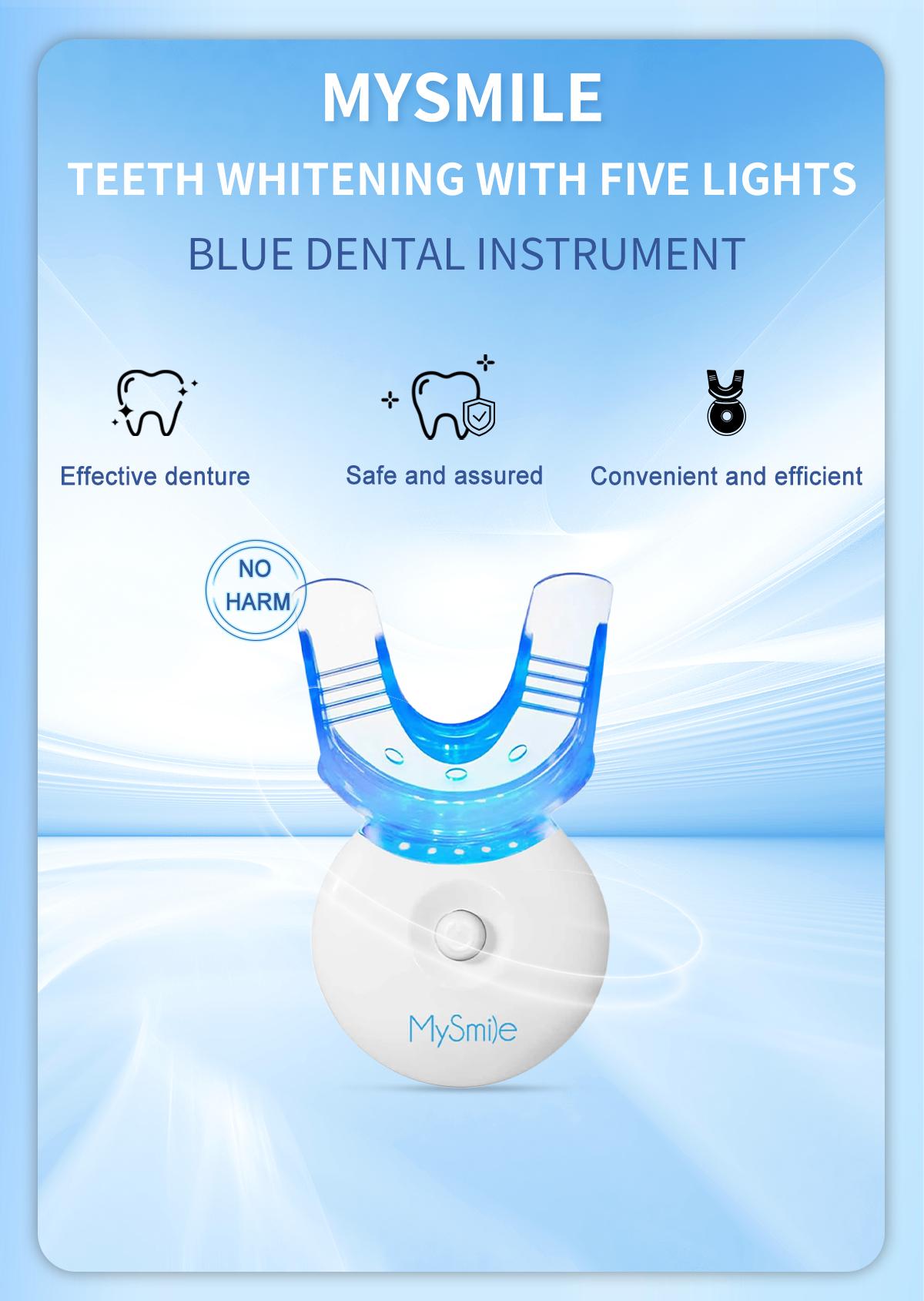 MySmile Original Teeth Whitening Kit with LED Light (5x Bulbs) - 3 Gels for Sensitive Teeth | Fast 10-Min Results