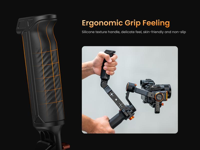 hohem Adjustable Sling Handgrip for hohem iSteady MT2, M6 Gimbal, Gimbal Sling Handle with Built-in Wrench, Multiple Threaded Holes, hohem Briefcase Handle for Low Angle Shooting Aluminum Handgrip for Camera Gimbal