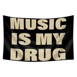 Music Is My Drug Flag Pattern tapestry, interesting Lightweight Decoration wall hanging, dopamine art tapestry, suitable for living room, bedroom, college dorm trippy room decor Halloween, Creative gifts,bedroom decorative accessories roo