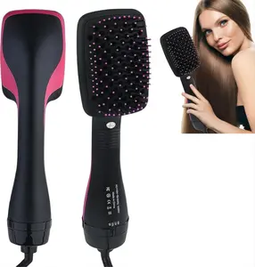 2026 2-in-1 Hair Dryer Brush & Straightener Brush, Blow Dry & Style in One, Reduce Frizz & Static, Negative Ion Hair Straightener Hot Air Styling Tool for Straightening Drying Smoothing
