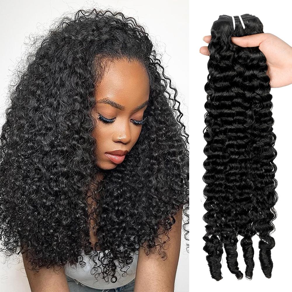 Burmese Curly Hair Bundles Quick Weave Extensions Human Hair Weave Bundles For Black Women Spiral Curly End Deep Wave Human Hair Extensions #TiktokShopSpringGlowUp