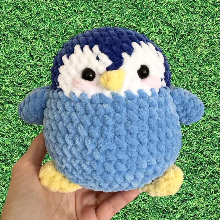 Handmade Crochet Chubby Penguin Plushie (Blue)