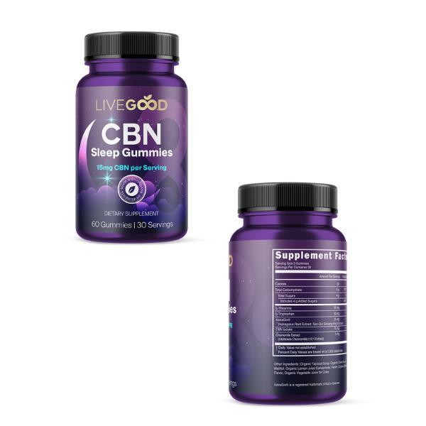 LiveGood CBN Sleep Gummies – Natural Nighttime Relaxation & Rest Support with Cannabinol (CBN) – 60 Gummies