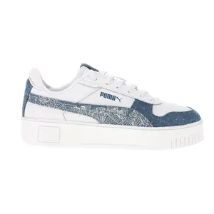 PUMA Womens Carina Street Denim Graphic Lace Up Sneakers Shoes Casual - White