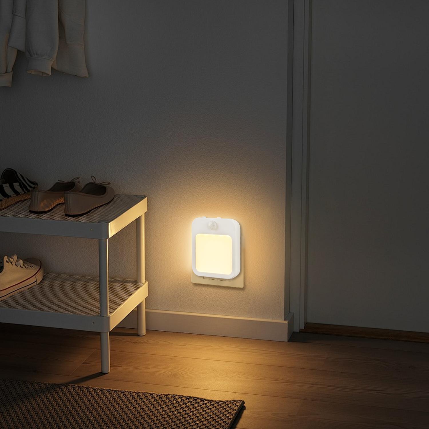 Motion Sensor Night Light Dimmable Plug-in Wall Light 1-Pack Warm White Cozy Ambiance Ideal for Bedrooms Bathrooms