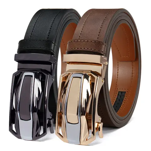 【cuttable】Mens Belt Leather Ratchet Easy Release Belt For Men Designer Belt Dress and Casual with Adjustable Buckle for Men's Wear Gift Outdoorfun Textured for Birthday Gift accessories men business belt no hole