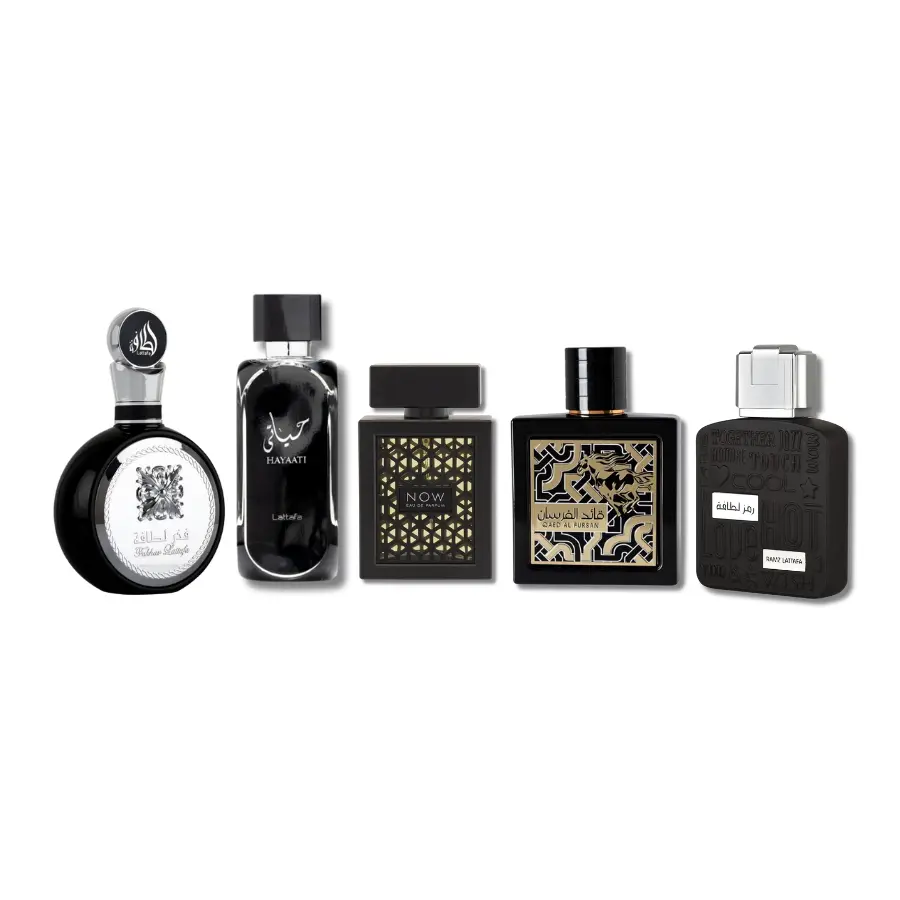 Lattafa Combo Set Fakhar,Rave Now, Ramz, Qaed Al Fursan & Hayaati EDP 3.4FL.OZ