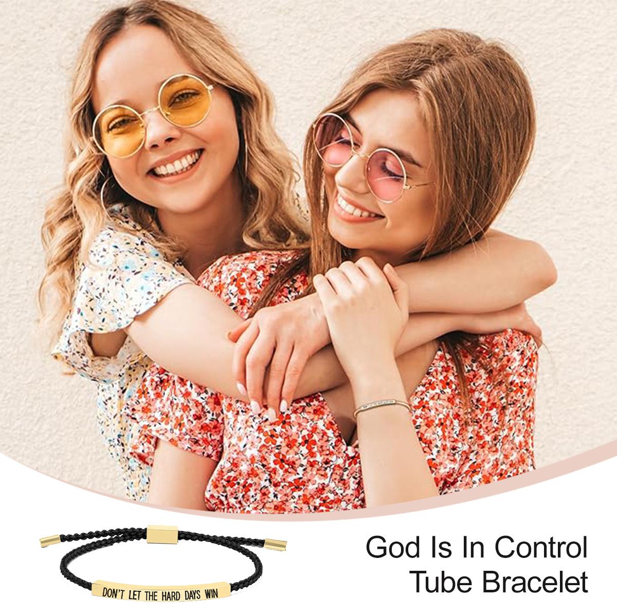 Don't Let The Hard Days Win Bracelet for Women Men Handmade Adjustable Cord Bracelet, Motivational Gift BraceletDaughter/Sister/Friend/Teen Jewelry Gift