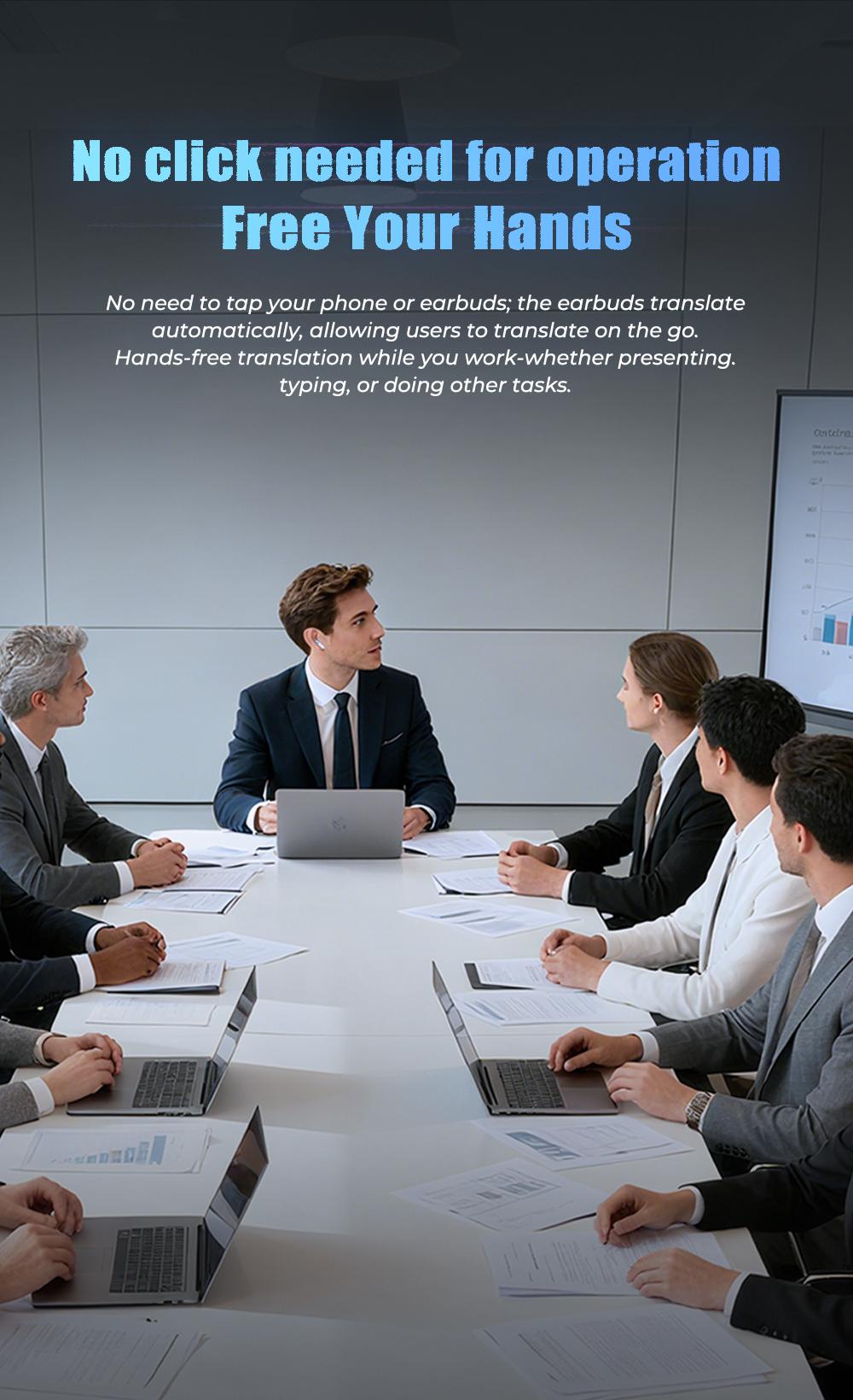 HTC NE49-ai translation headset Bluetooth headset (6.0), charging box, IPX5 waterproof, 35 hours of charging box life, built-in microphone.