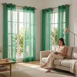 Curtain Club 4 Panels 34x95inch 540D mesh straight stripe curtains with loops at the top, soft and light-transmitting, suitable for bedrooms and living rooms, 130 GSM. FT6663