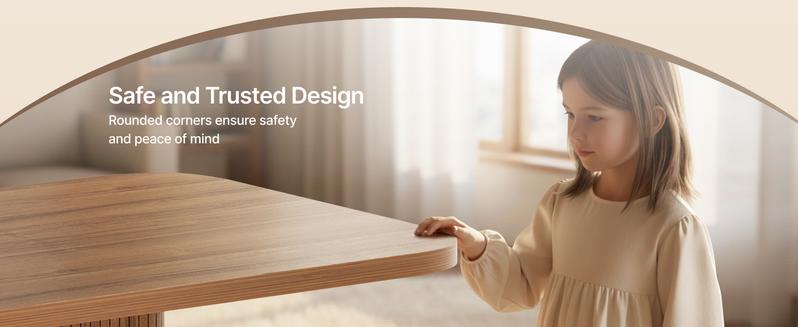 SUNCOZE 70.9" Fluted Dining Table, Rectangle Dining Table for 4–8, with Sliding Tambour Doors, for Dining Room or Kitchen