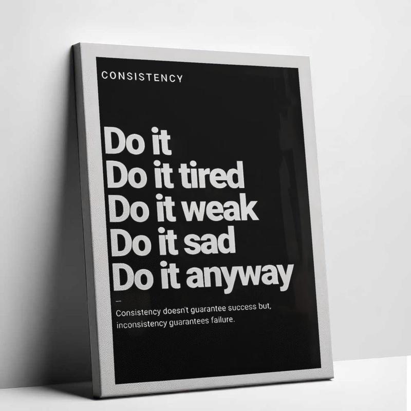 Motivational Canvas Wall Art - "Take Action" Perseverance Poster, Black Background White Text,Suitable For Home, Office, Gym Or Workspace Decor, Wall Art Poster, Perfect Room Decoration