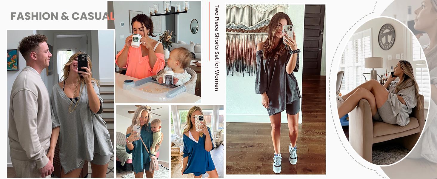 Kingapril Fashion 2-Piece Outfit for Women Oversized Biker Shorts Set Hot Shot Reversible Set Tracksuit