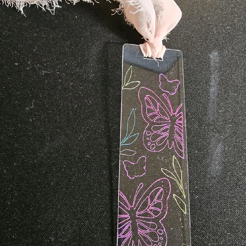 Butterfly Engraved Acrylic bookmark with painted in lines