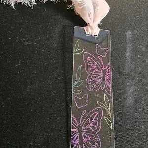 Butterfly Engraved Acrylic bookmark with painted in lines