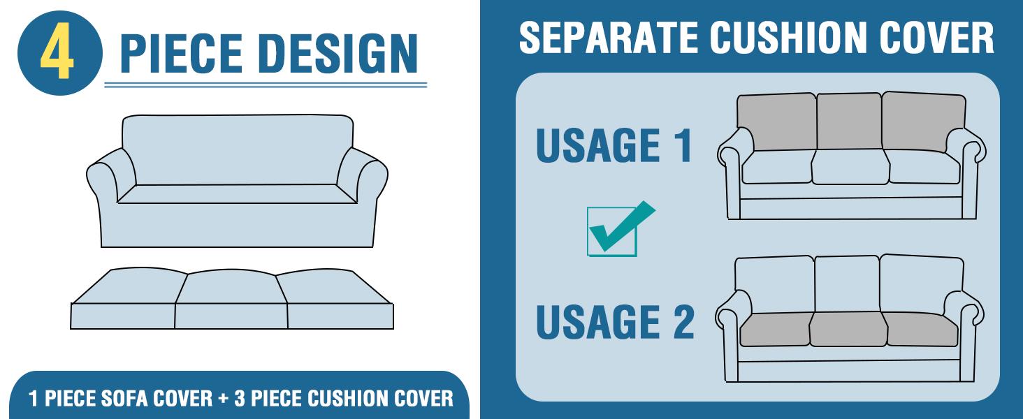 H.VERSAILTEX Velvet High Stretch Sofa Slipcover Sofa Cover Furniture Protector Form Fit Luxury Thick Velvet Extra Large Sofa Cover(Gray)