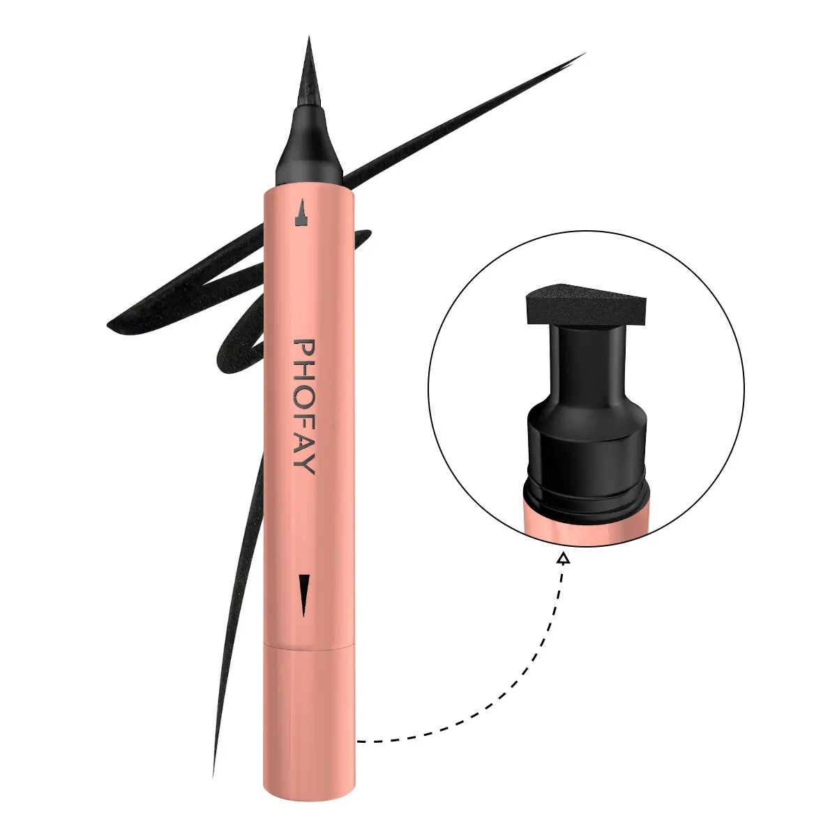 PHOFAY 3ml Black Matte Dual-Ended Liquid Eyeliner - Cosmetic with Triangle Seal, Fine Tip, Longwear, Sweat-Proof, Waterproof, Single Item Eye Makeup, US Stock Fast Shipping, Longwear Eyeliner, Matte Liquid Eyeliner Longwear Eye Liner Waterproof Eyeliner P