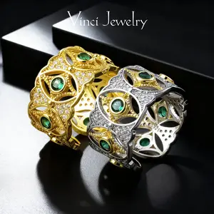 925 Vintage Sterling Silver Open Ring with Adjustable Design, Luxurious and Boho Style 5A CZ Unisex Jewelry, Stylish Men's Thumb Ring, Perfect for Daily Wear and Party, Valentine's Day, Birthday Gift, Mother's & Father's Day Gift