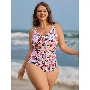 【Summer Turn-Up】【Tummy control】BlOOMCHIC Plus Size Colorful Leopard Print Front-Tie One-Piece Swimsuit [M-6X] 2026 Summer Pick for Mother's Day