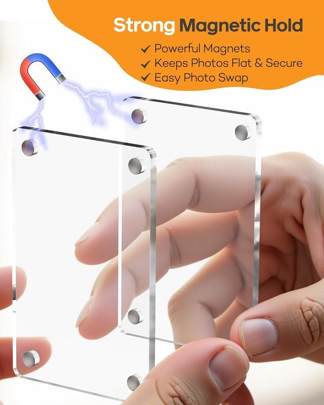 Magnetic Car Sun Visor Photo Clips Clear Acrylic Display Frames for Family Pet Photos Easy Clip Driver Gift Daily Use Set Vehicle