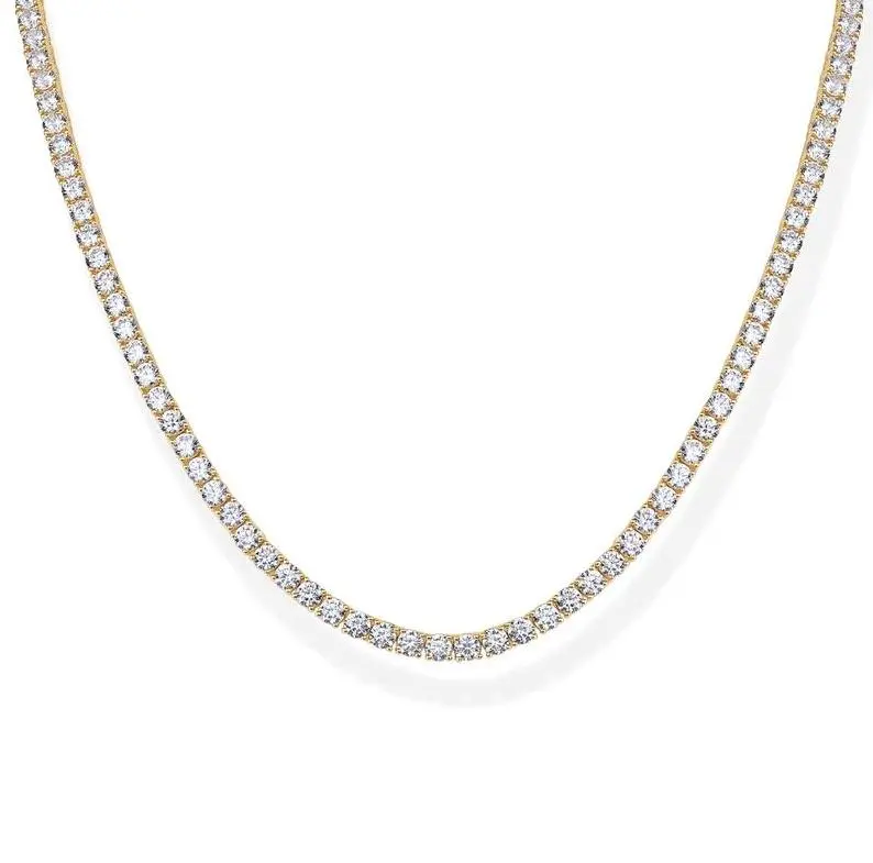 Tewiky Tennis Silver Necklace for Women, 14K Gold Plated/Sterling Silver Cubic Zirconia Chain, Dainty Choker Necklaces for Women Jewelry For Mother's Day gifts tiktokshopbacktoschool