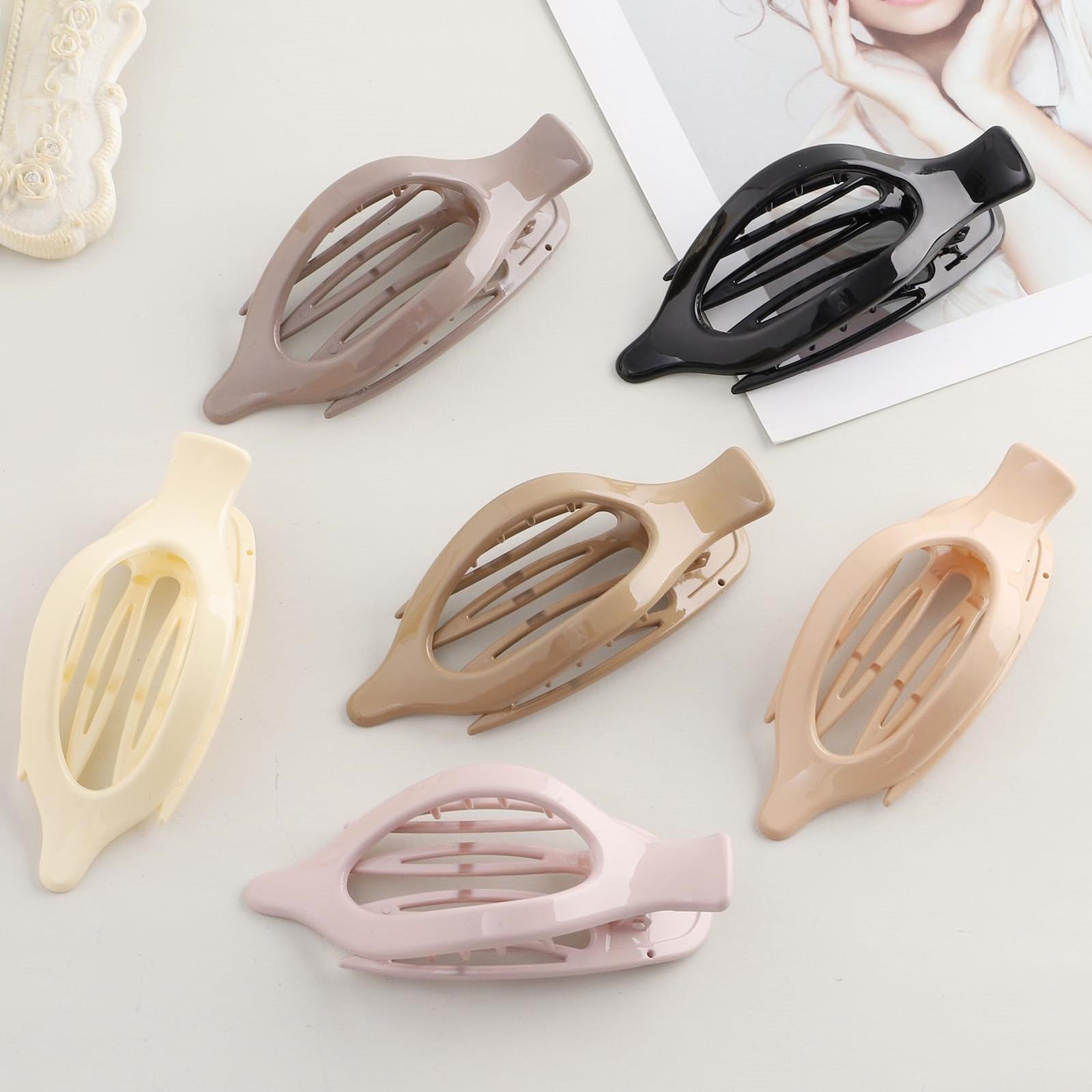 French Flat Hair Clips for Women - 6-piece suit Flat Claws for Thin Thick Hair Strong Hold No Slip Grip Hair Claw Clips Hairpins for Women Girls