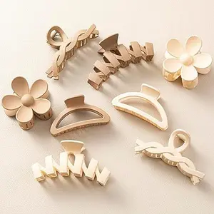 8PCS Hair Clips for Women, Flower Claw Clips for Thick Hair, Non-Slip Hair Accessories with Multi-Styles, Neutral Colors Hair Claw Clips and Variety Pack, Ideal for Women