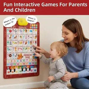 Kids' English-Spanish Alphabet Poster - Fun Bilingual Learning for ABC & Basic Vocabulary with Number Chart, Perfect for Early Education educational language learning toy