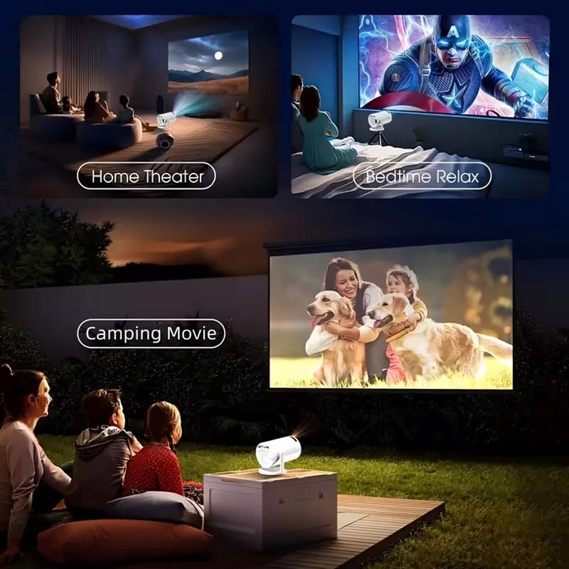 Projector with WIFl 6 and Bluetooth support, HD supportportable projector, 180 rotatable 130 "screen movieprojector, automatic keystone correction, compatible with laptop, PC, smartphone (white) audio automatic cableHDMl speaker Wireless Android