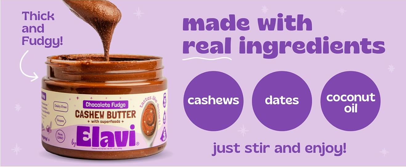 Chocolate Fudge Cashew Butter 10 oz Vegan, Low-Sugar, Kid-Friendly Dessert Spread No Added Sugar, No Sugar Alcohols, No Palm Oil