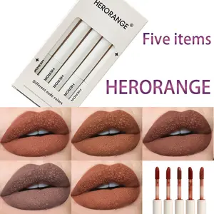 5-Piece Matte Velvet Lip Gloss Gift Set-Natural Low-Saturation Nude Shades for Brightening Complexion, High-Saturation Rich Color Payoff, Long-Lasting Waterproof Wear, Non-Fading&Non-Smudging Formula-Perfect for Winter Beauty and Valentine’s Day Gifting！,