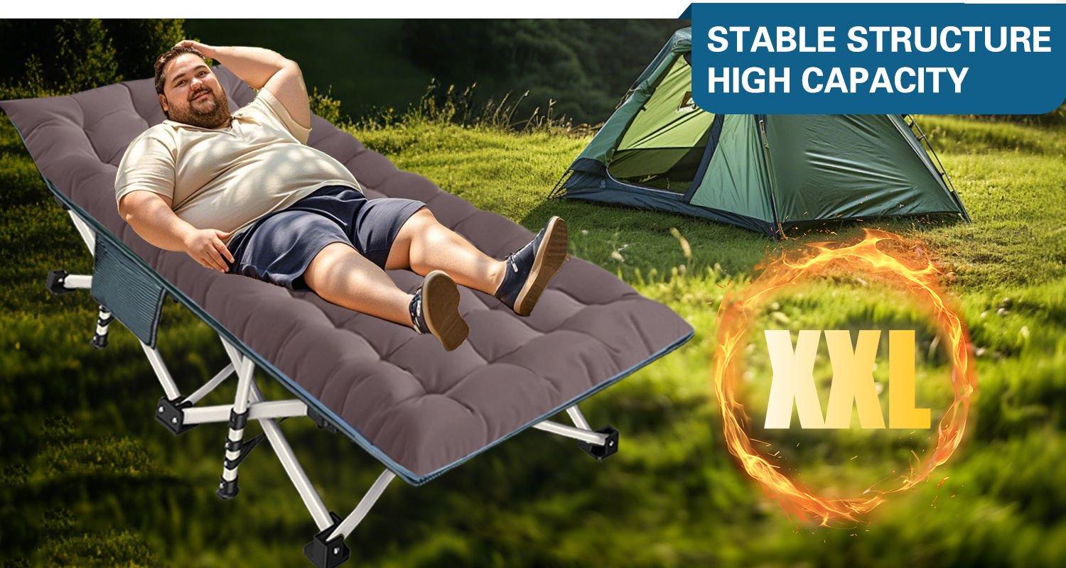 Outdoor Folding Camping Cot with Mattress, Heavy Duty Sleeping Cot with Carry Bag, Up to 900 Lbs, Portable Guest Bed for camping, Travel, Outdoor & Indoor Use