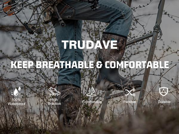 【No steel toe】Trudave Rubber Boots for Men Waterproof Rain Boots with Steel Shank Size 5-14 Anti-Slip Mud Boot Comfortable Industrial Shoe Kanati Work Footwear Outdoorfun Closed Camo Design