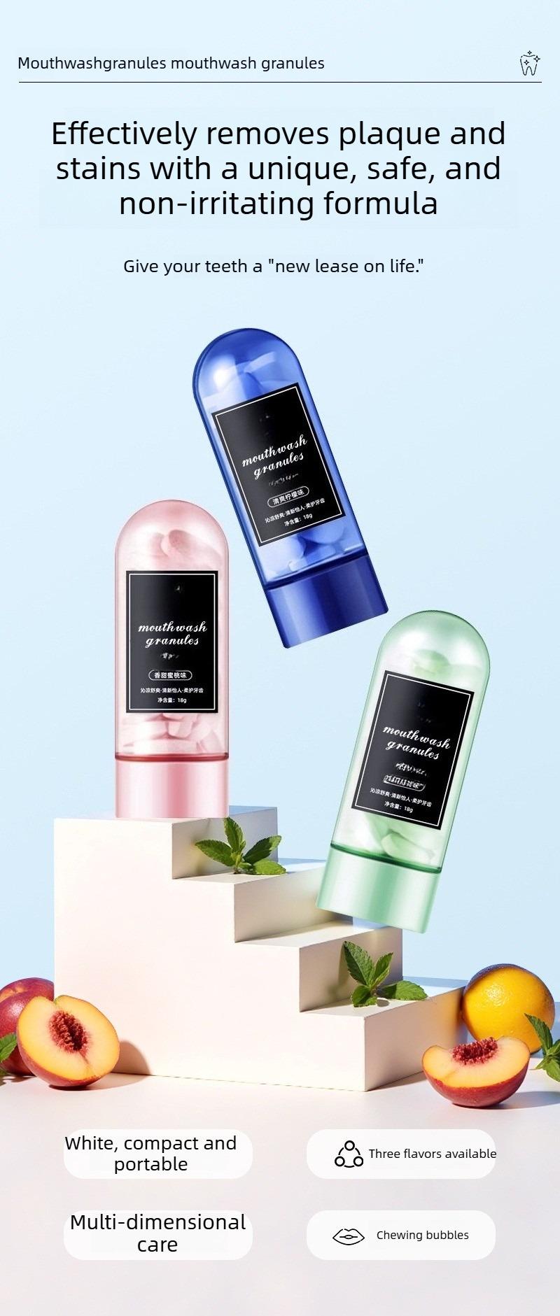 Mouthwash Tablets 18g / 26-30 Solid Toothpaste Clean Freshens Breath Powerful All-in-One Probiotic Teeth Whitening Strips