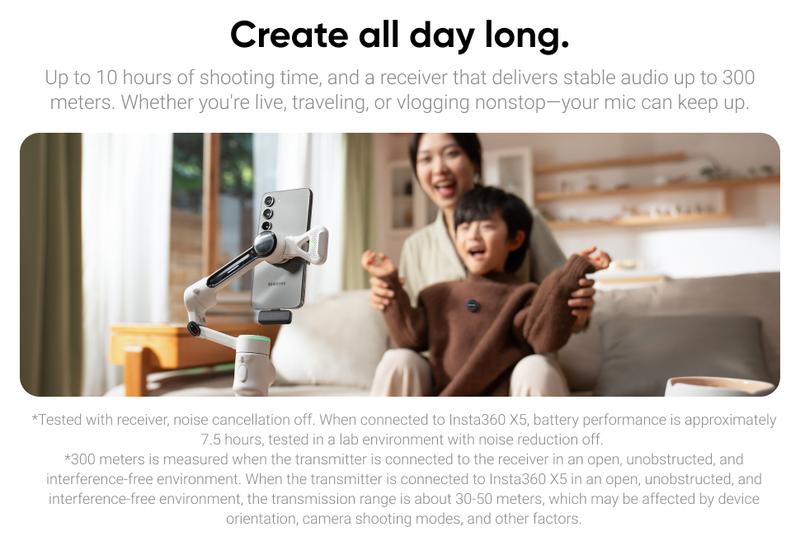 Insta360 Mic Air Transmitter 7.9g Ultralight Wireless Microphone Noise Cancelling for Vlog & Streaming Compatible with X5 X4 Ace Pro 2