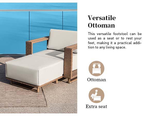 Sophia&William Outdoor Patio Furniture Set - Sectional Rattan Wicker Sofa Couch, 10" Thick Waterproof Cushions, Assembly Required, Garden Use, FathersDayGift