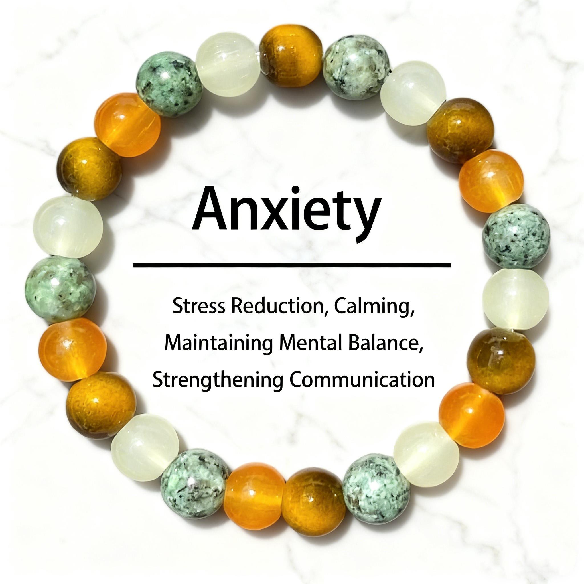 8mm Tiger's Eye Crystal Beaded Elastic Bracelet, 1PC Black Obsidian Boho Style Self-Care Jewelry Gifts for Women and Men, Energy Balancing Fashion Accessory, Handmade Gemstone Reiki Spiritual Christmas Gift for Daily Wear