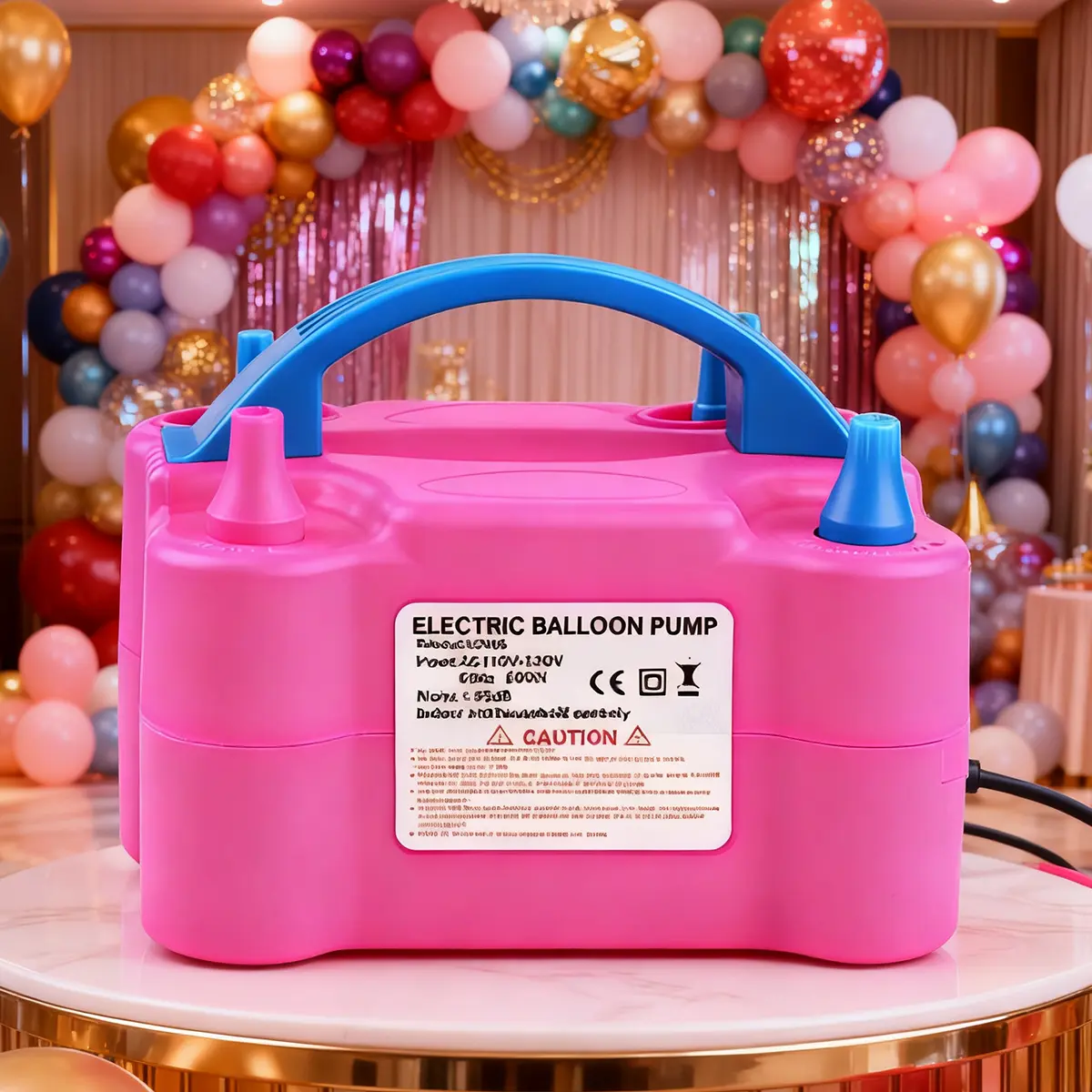 Semi-Automatic Electric Balloon Pump (Purple/Rose Red) - 600W, 110V-120V, 60HZ, ABS Plastic, Dual Hose, US Plug, Portable, No Battery, Purple Balloon Machine for Home Party Prep & Filling (Toys & Hobbies, Sports & Outdoor Playground Equipment), Home Party