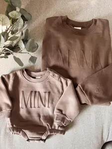 Mommy and Me Matching Puff Vinyl Apparel / Customized, Crewneck, Bubble Romper, Mama, Mini, Neutral