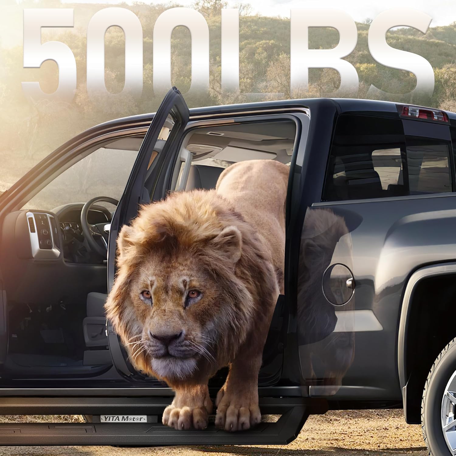 YITAMOTOR Running Boards Compatible with 2019-2025 Chevy Silverado/GMC Sierra 1500, 2020-2025 Silverado/Sierra 2500HD 3500HD Double/Extended Cab, Black Powder Coated Side Steps, Off-Road Drop Nerf Bar