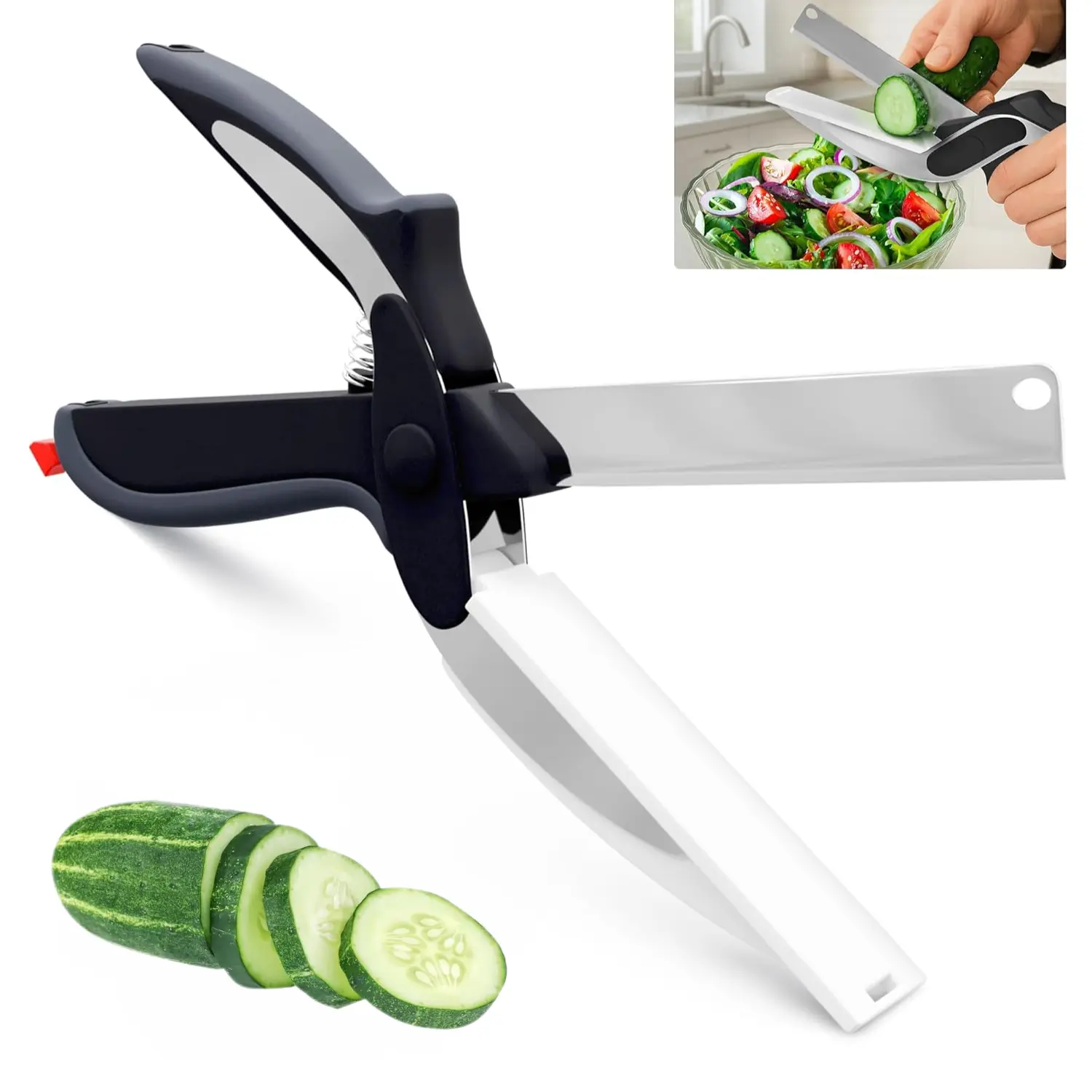 9.6-in Heavy Duty 2-in-1 Kitchen Scissors - Stainless Steel Blade, Plastic Cutting Board, Safety Lock, Left/Right Grip, 2-in-1 Tool Streamlines Prep, Chops Tomatoes Cheese Meat, Rinses Clean After Sticky Food Prep Kitchenware, Heavy Duty Scissor, 4Th Of J