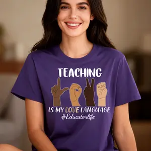 Teaching Is My Love Language T-Shirt - Soft Premium Cotton Crewneck Short Sleeve Womenswear Tops