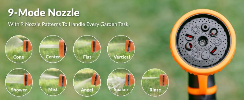 Giraffe Tools Retractable Garden Hose Reel 90ft Garden Water Hose Reel with Metal Bracket, Automatic Rewind System, 3-layer-hybrid hose, Lock at any lenghth Tangle-Free Kink-Free, 9-Pattern Nozzle, 180° Swivel Bracket Wall-Mounted