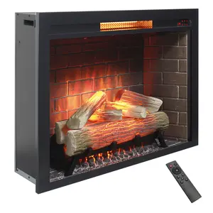 Eyisean 33" & 28" Electric Fireplace Insert with Real Fire Crackling Sound, Adjustable Flame & Heat, Plug-in/Hardwired, Remote Control & Timer, 1500W Fireplace Heater