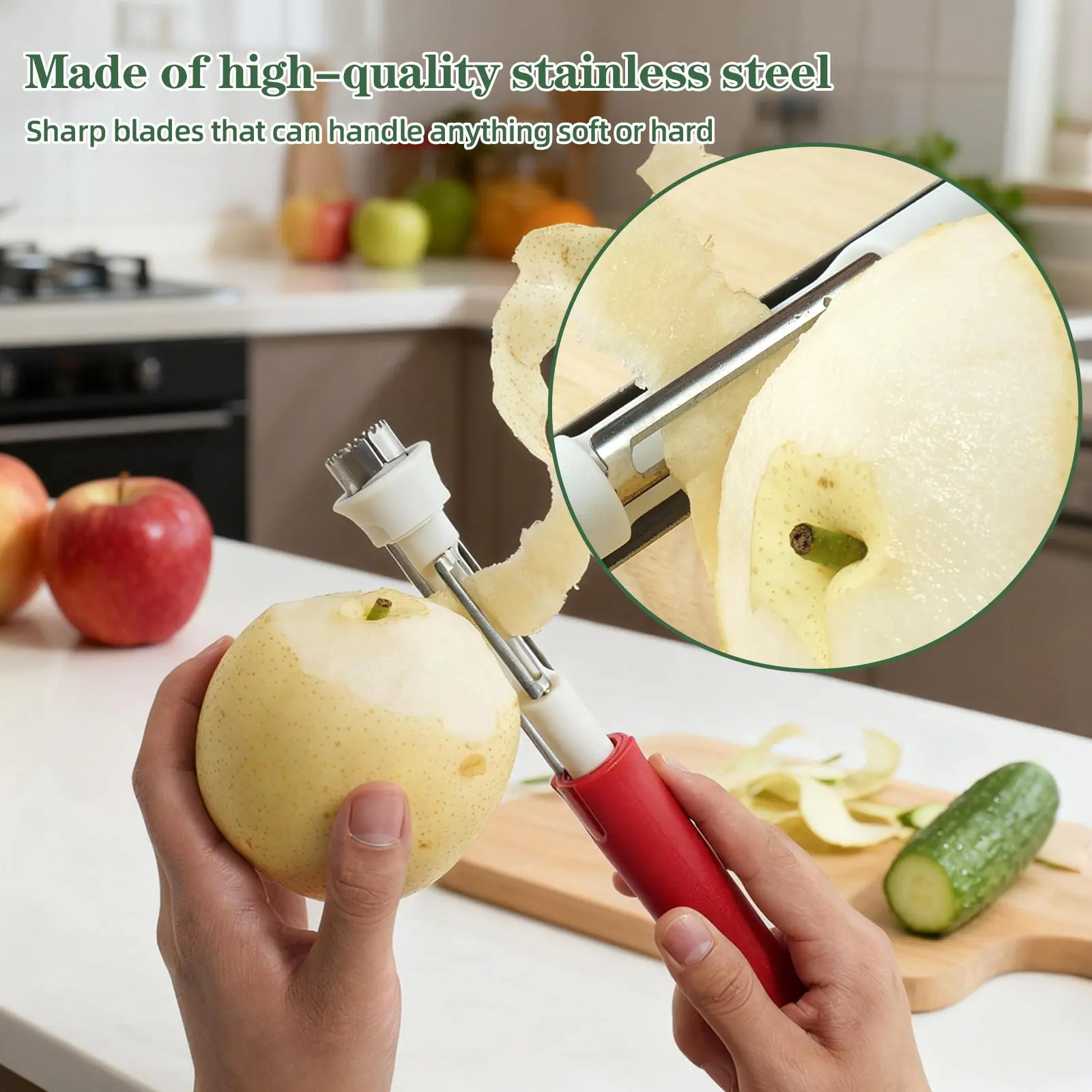 2 in 1 Apple Corer and Peeler, Apple Core Removal Tool, Stainless Steel ...