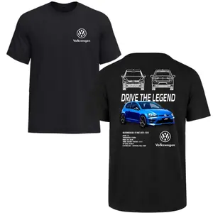 Volkswagen Golf R Drive The Legend Performance Car Graphic T-Shirt – VW Motorsport Automotive Enthusiast Tee – Double Sided Car Lover Shirt for Men Women – Car Meet Gift USA