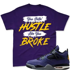 Purple Shirt To Match AJ 4 Imperial Sneaker, 4 Lakers Imperial Purple Sneaker Matching Shirt, 4 Lakers Match Tee, Lakers 4 Shirt, 100% Cotton, Unisex Shirt Gift